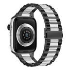 Apple Watch bracelet in black and silver metal