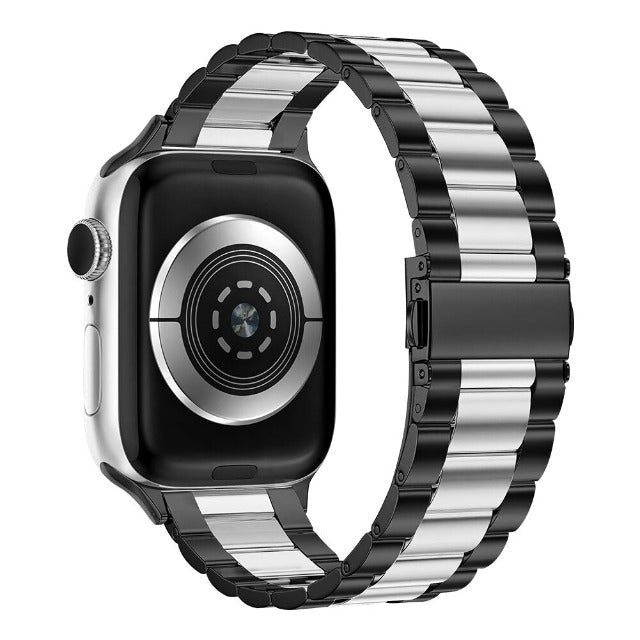 Apple Watch bracelet in black and silver metal