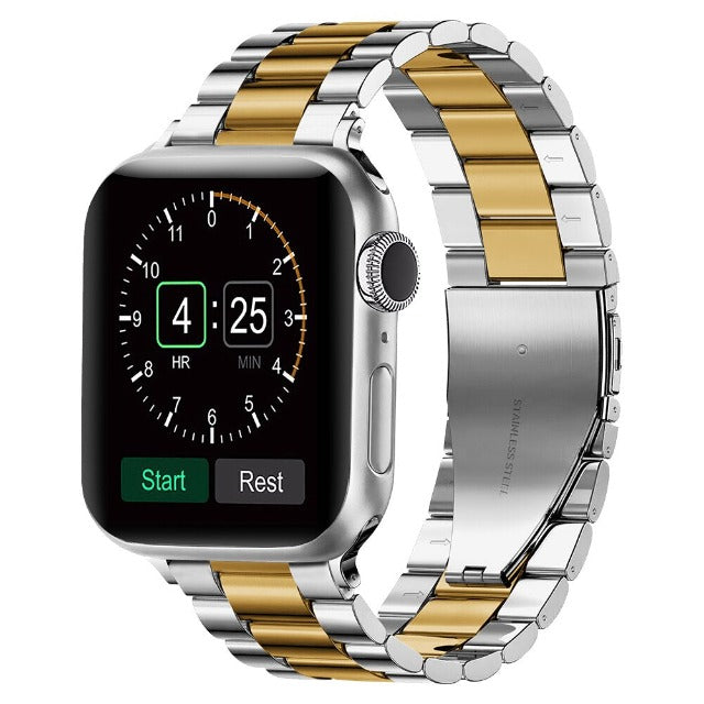 Apple Watch bracelet in silver and gold metal
