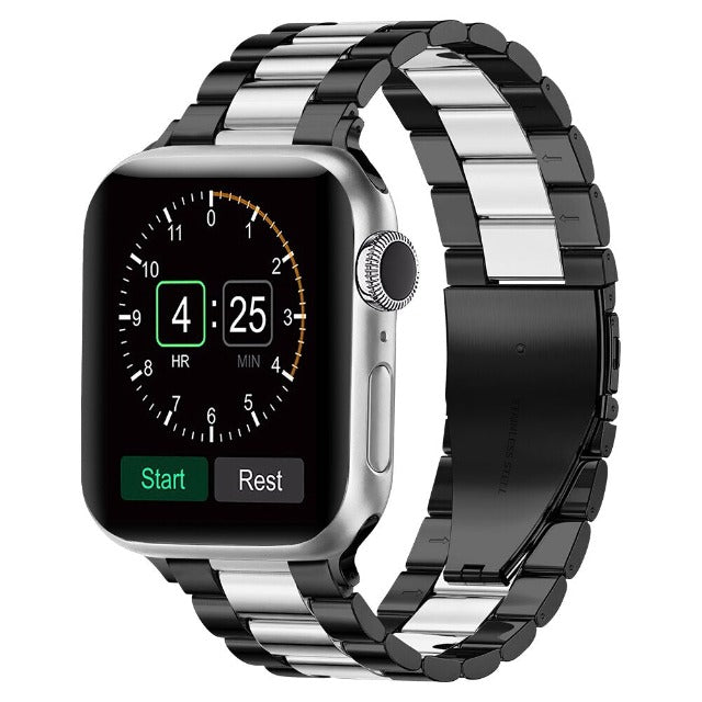 Apple Watch bracelet in black and silver metal