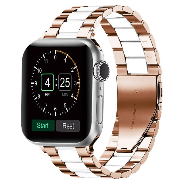 Apple Watch bracelet in rose gold and white metal