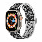 Woven Nylon Apple Watch Band white and black