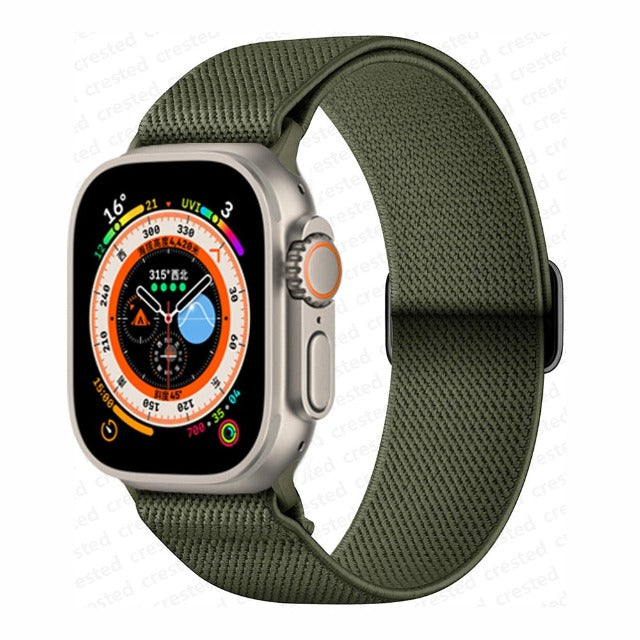 Woven Nylon Apple Watch Band khaki green