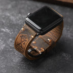 Men's Apple Watch Bracelet in Thick Black Leather