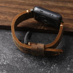 Men's Apple Watch Bracelet in Genuine Black Thick Leather