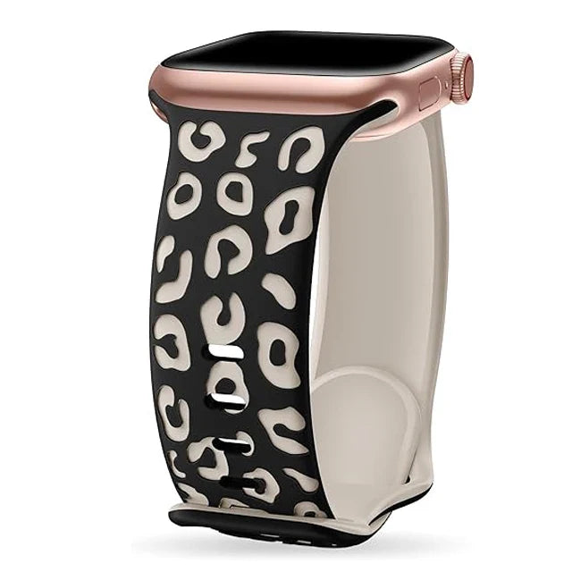 Beige Black Leopard Apple Watch Strap
