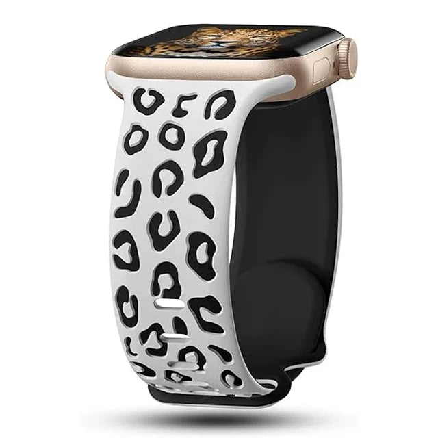 White Leopard Apple Watch Strap