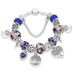 Tree of Life Silver Bracelet for Women navy blue