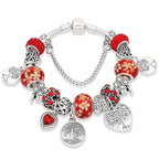 Tree of Life Silver Bracelet for Women red