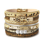Tree of Life Bracelet Leather Cuff Leopard