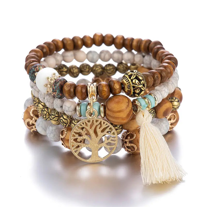 Tree of Life Bracelet Women's Chain Bracelet White Beads