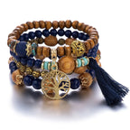 Tree of Life Bracelet Women's Chain Bracelet Blue Beads