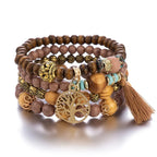 Tree of Life Bracelet Women's Chain Bracelet Brown Beads