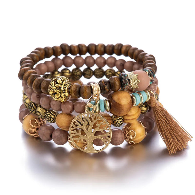 Tree of Life Bracelet Women's Chain Bracelet Brown Beads