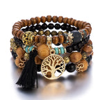 Tree of Life Bracelet Women's Chain Bracelet Black Beads