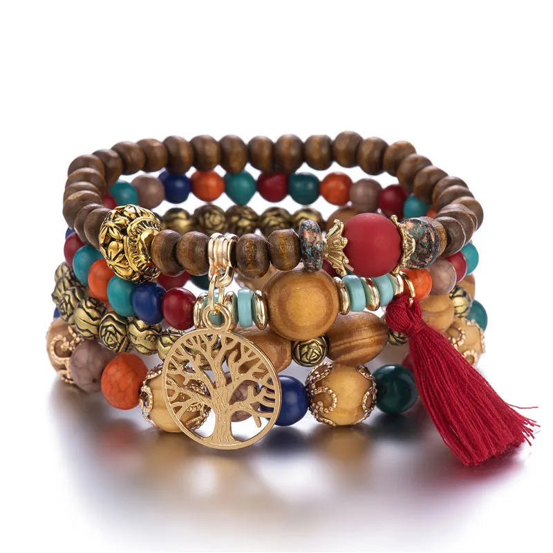 Tree of Life Bracelet Women's Chain Bracelet Red Beads