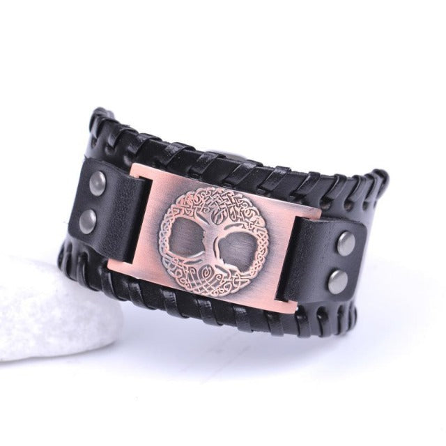 Black and Copper Tree of Life Bracelet for Men