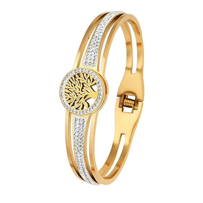 Bracelet with Tree of Life and Gold Crystal
