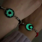 Bracelet with Red and Black Crescent Moon and Radiant Sun
