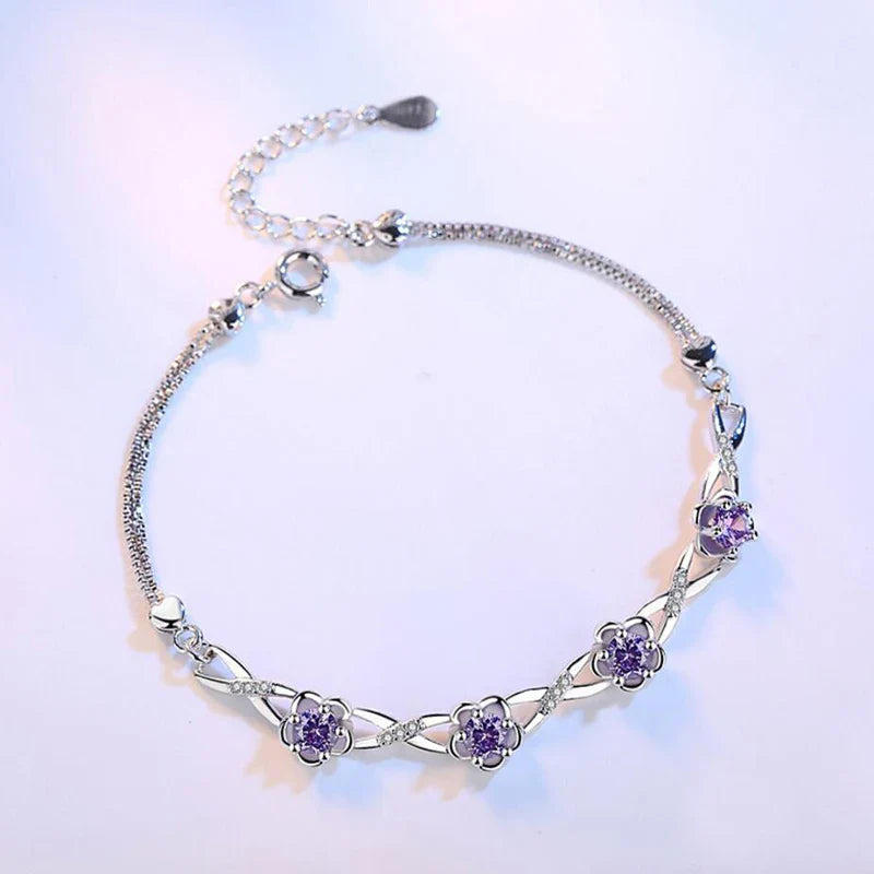 Bracelet with Fine Violet Zircon Flowers