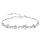 Bracelet with Fine White Zircon Flowers