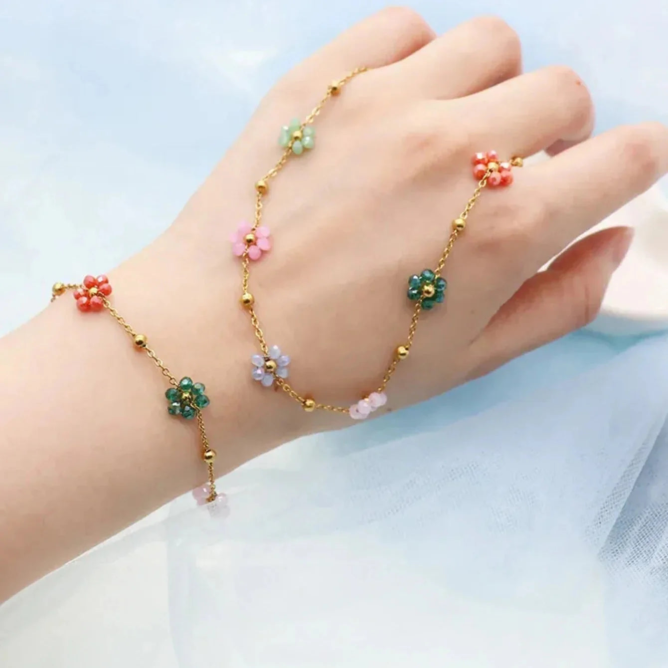 Bracelet with Coloured Flowers