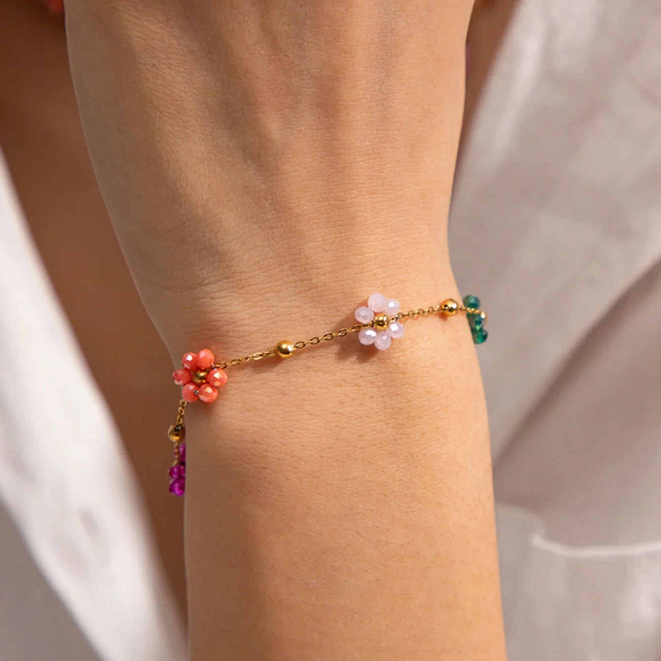 Bracelet with Coloured Flowers