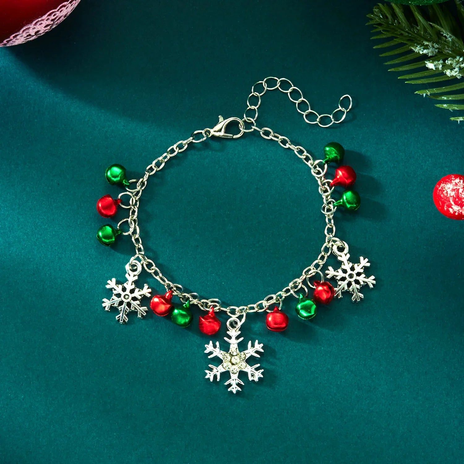 Bracelet with Snowflakes and Christmas Baubles