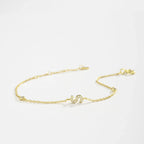 Bracelet with gold rhinestone initial 