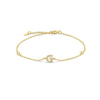 Bracelet with gold rhinestone initial g