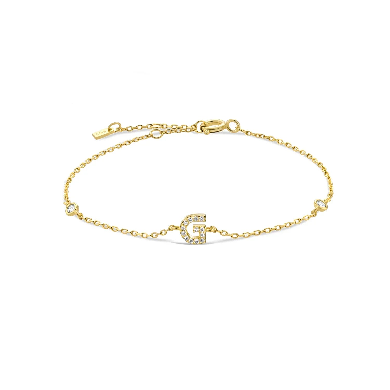 Bracelet with gold rhinestone initial g