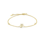 Bracelet with gold rhinestone initial j