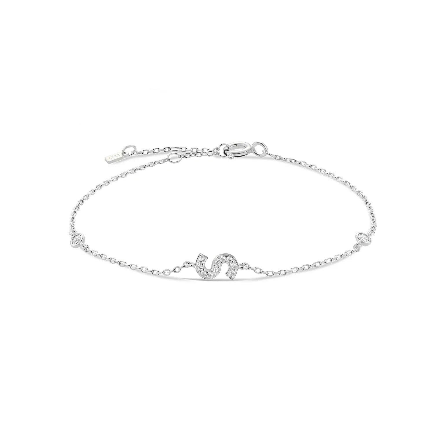 Bracelet with silver rhinestone initial s