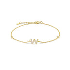 Bracelet with gold rhinestone initial w