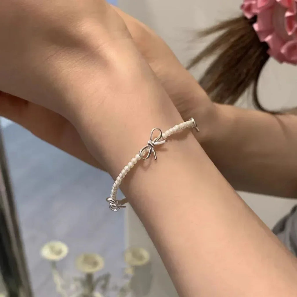 Bow tie bracelet for women white