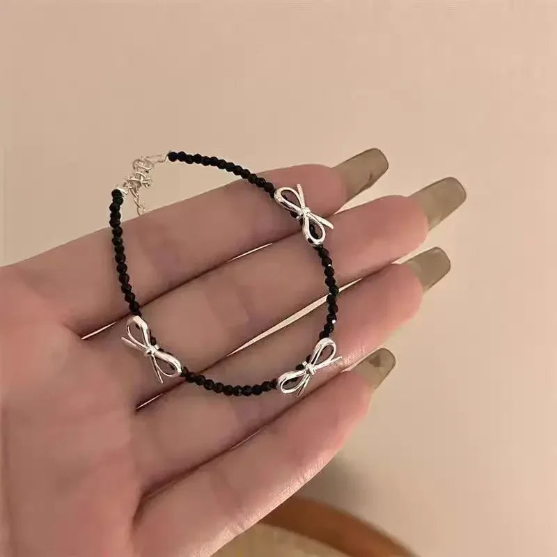 Bow tie bracelet for women black