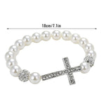 Bracelet with White Pearls and Cross