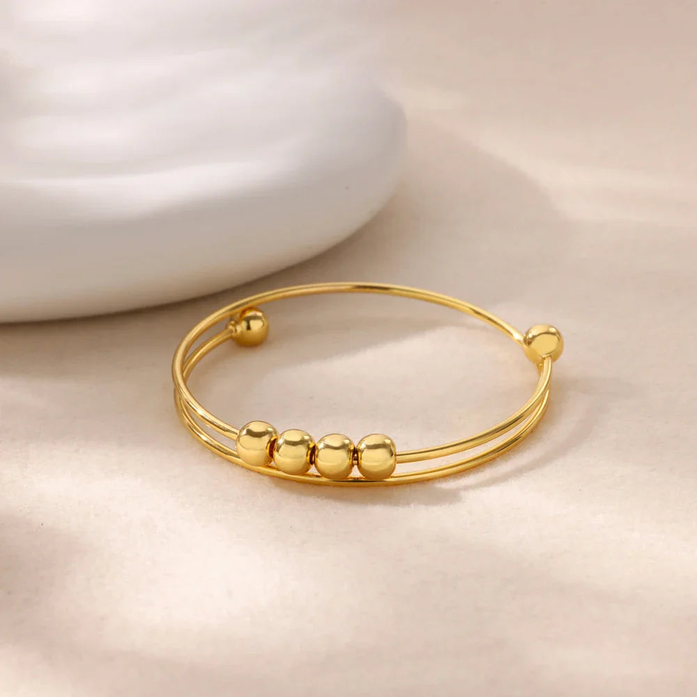 Anti-Stress Rotating Bead Bracelet for Men or Women gold
