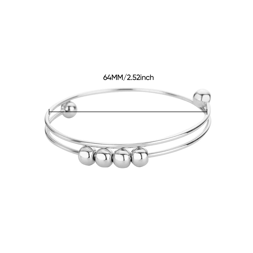 Anti-Stress Rotating Bead Bracelet for Men or Women silver