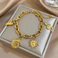 Bracelet with Sun and Shells for Men or Women in gold