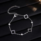 Four-Leaf Clover Bracelet with Silver Zircon