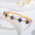 Bracelet with Four-Leaf Clovers in Zircon and Blue Stones