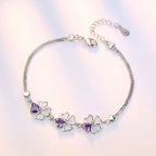 Bracelet with Four-Leaf Clovers with Violet Zircon