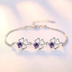 Bracelet with Four-Leaf Clovers with Violet Zircon