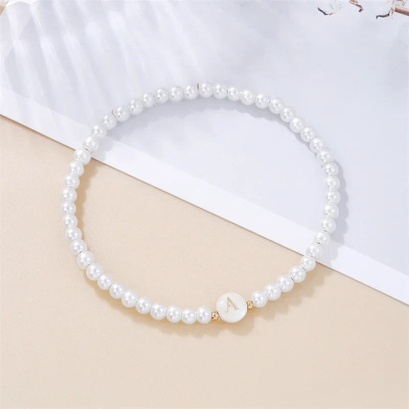 White bracelet initial A