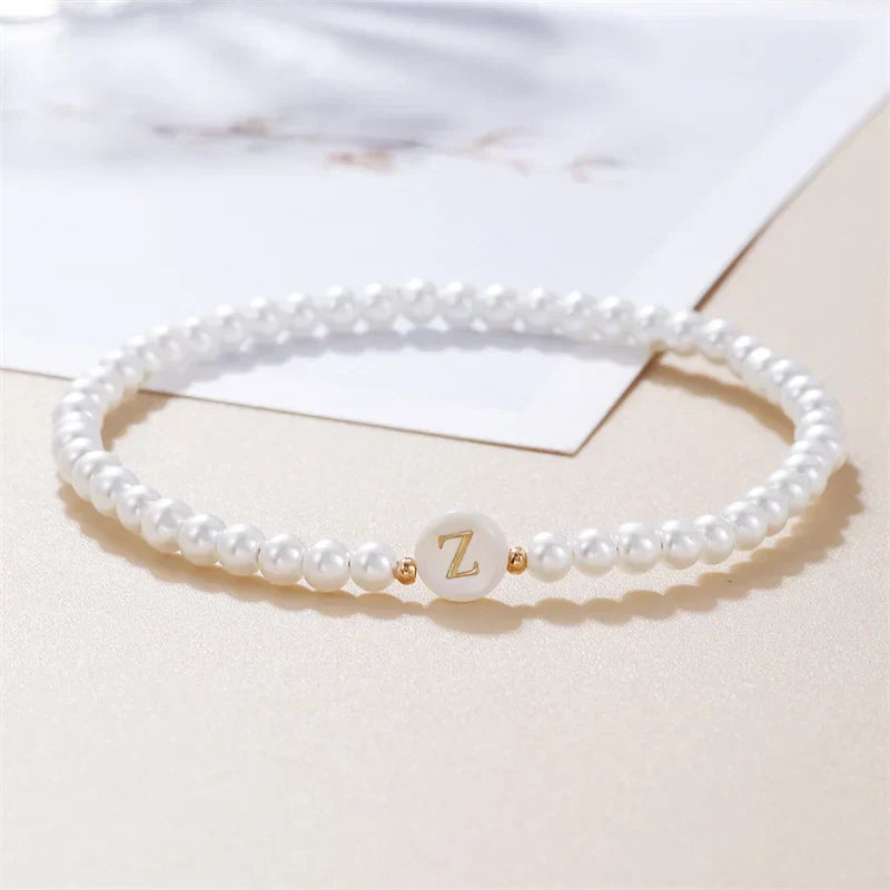White initial bracelet - letter