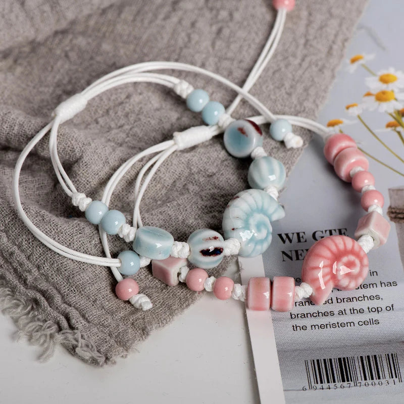 Bohemian Bracelet Shell Pink Snail