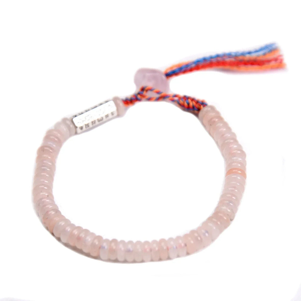 Tibetan Buddhist Beaded Bracelet in Pink Aventurine