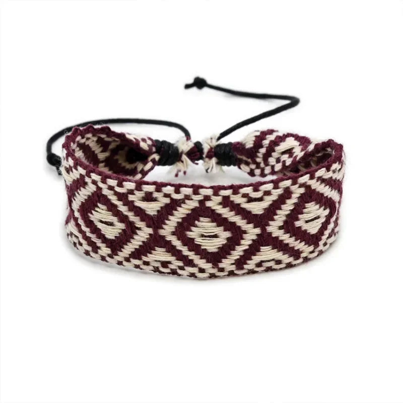 Brazilian Handmade Geometric Shapes Bracelet burgundy