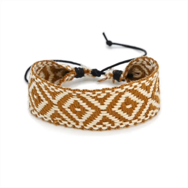 Brazilian Handmade Geometric Shapes Bracelet light brown